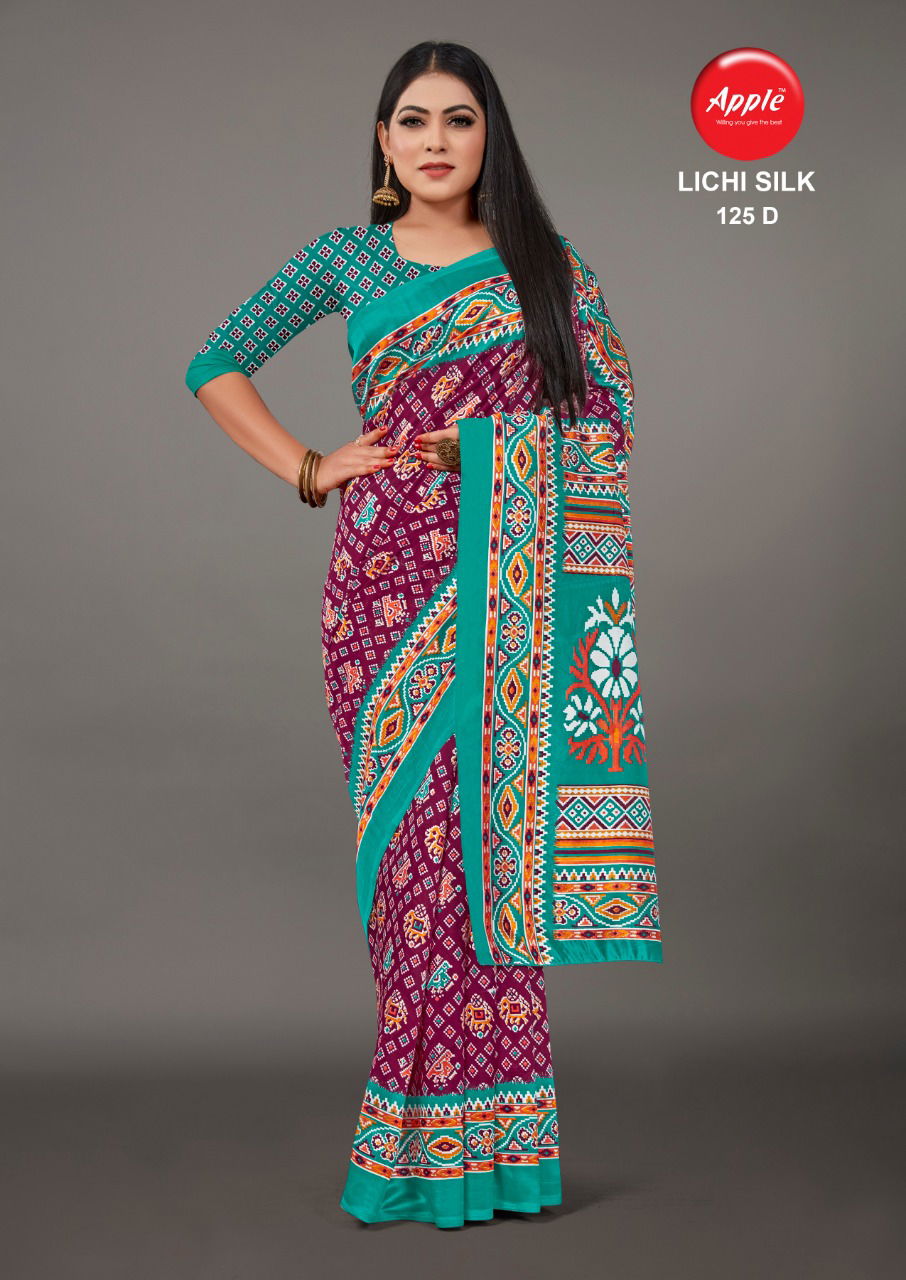 Apple Lichi Silk 125 Regular Wear Printed Latest Silk Saree Collection